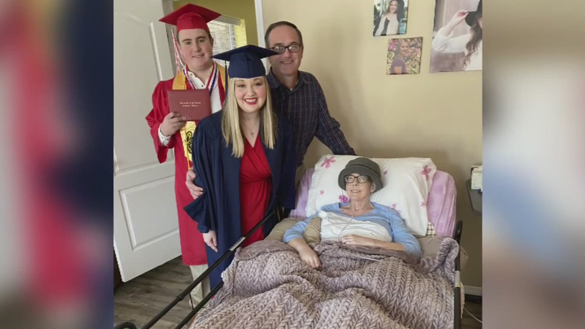 Two Clarksville siblings put their caps and gowns on a little early so their mom could be a part of their big day.
