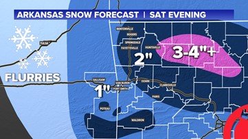 How much snow is coming to Arkansas this weekend?