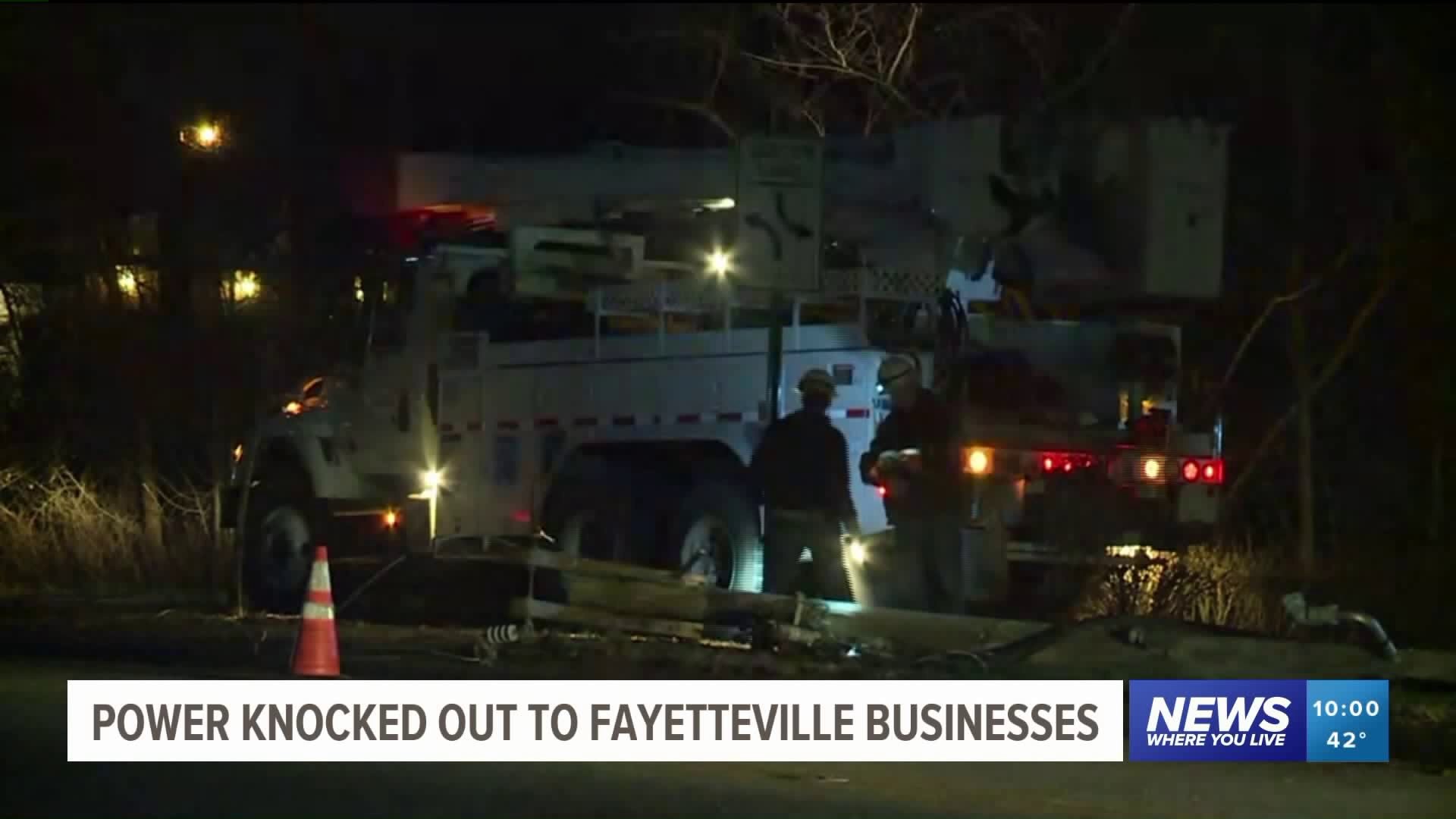 Truck Crashes Into Electric Pole In Fayetteville Causing Power Outages