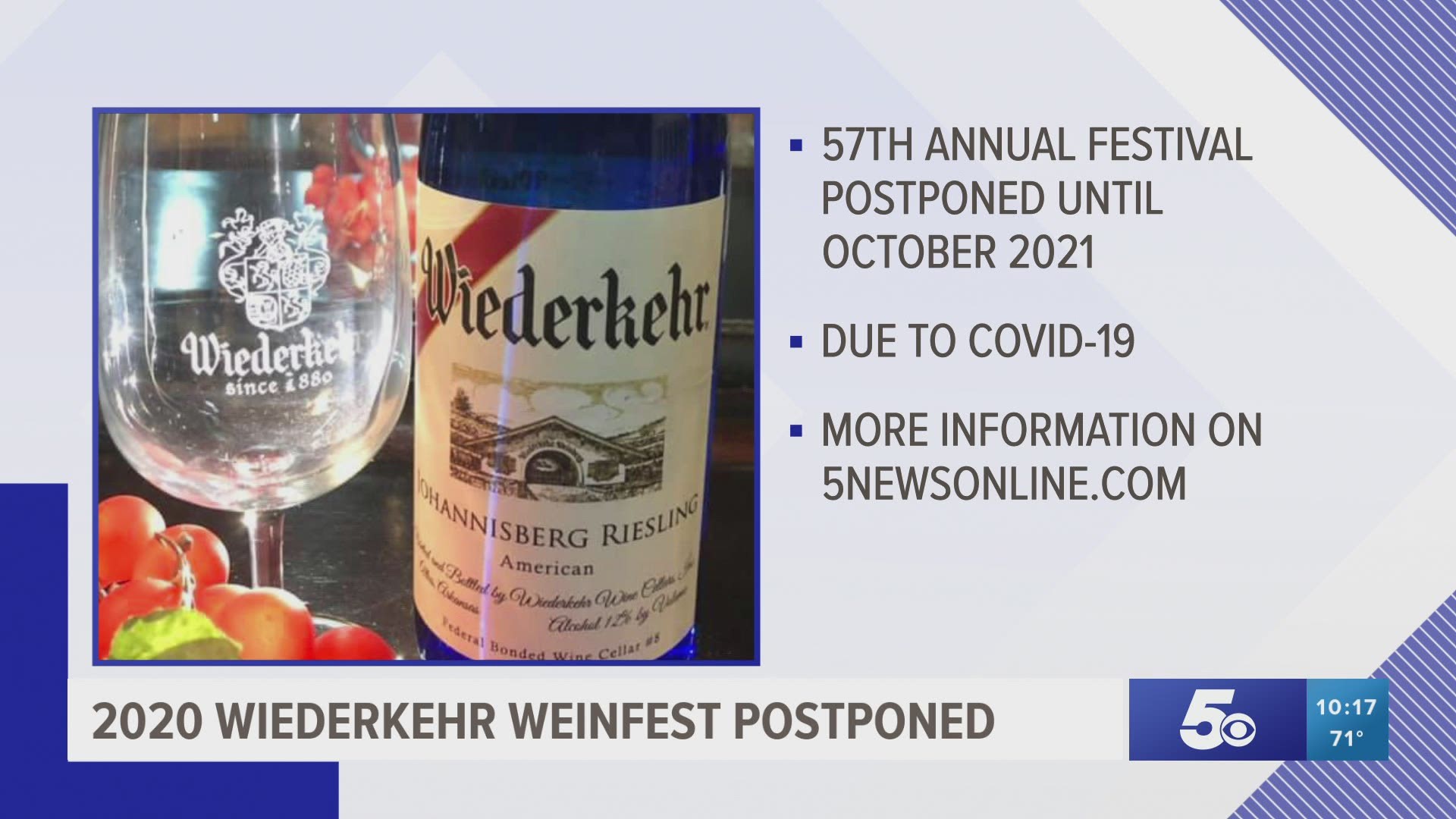 2020 Wiederkehr Weinfest postponed.