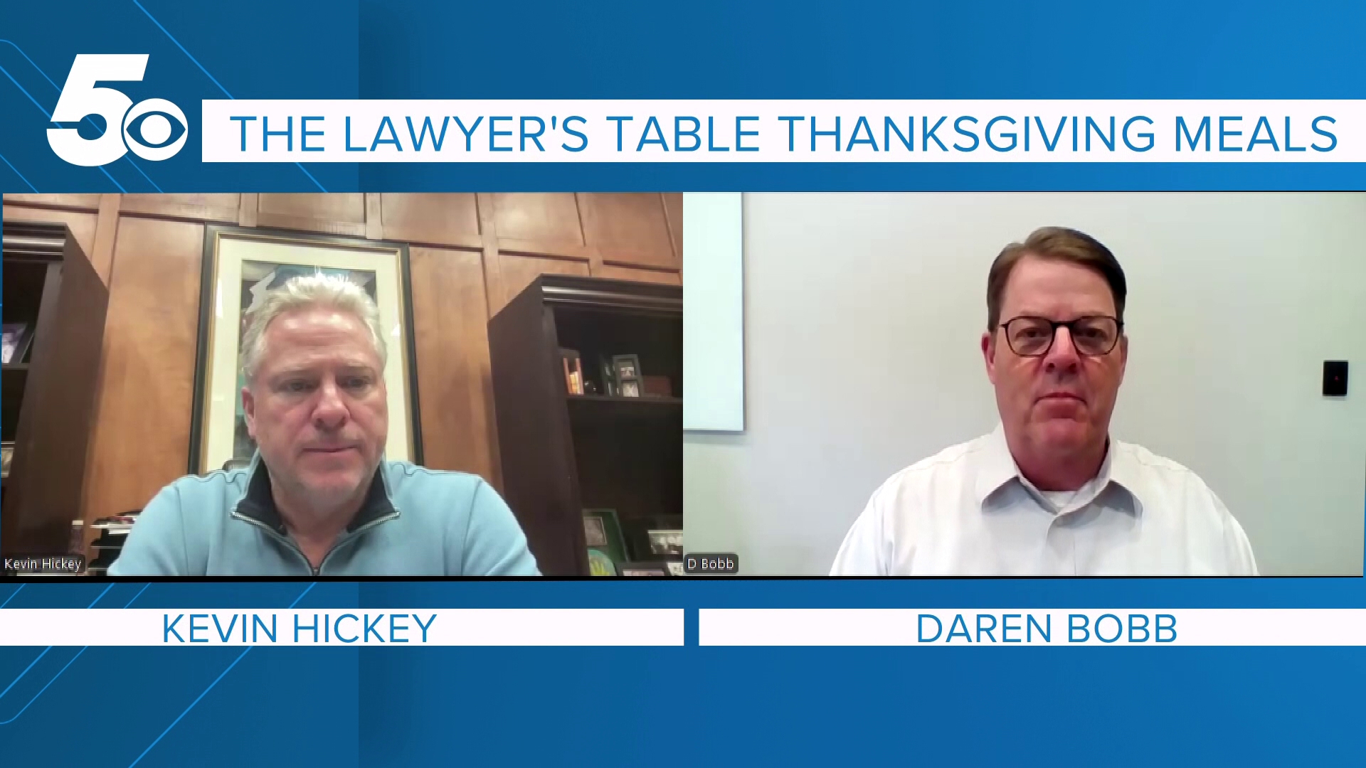 Daren visits with attorney Kevin Hickey about the Lawyer's Table and who can come get a free meal on Thursday.