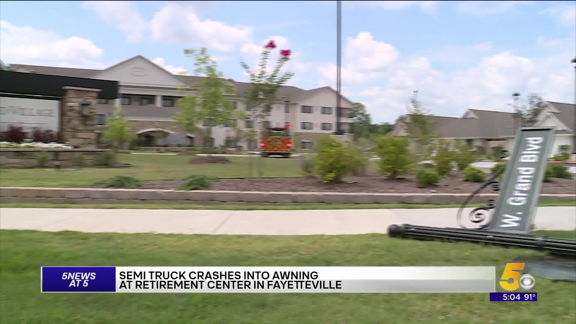 Semi-Truck Runs Into Awning Of Retirement Facility In Fayetteville, Then Sped Off