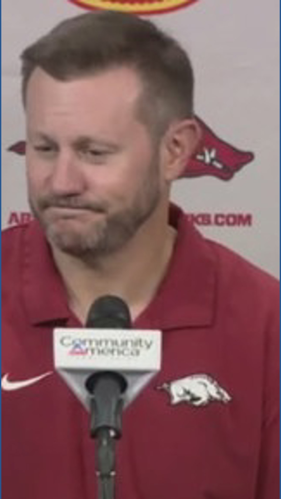 Head Razorback Football Coach Ryan Silverfield holds conference ahead ...