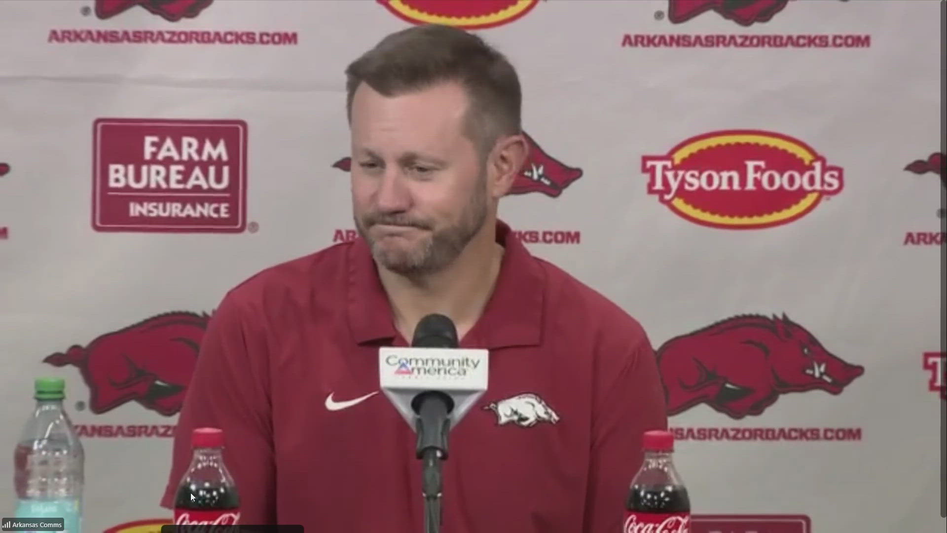 Head Razorback Football Coach Ryan Silverfield holds conference ahead ...