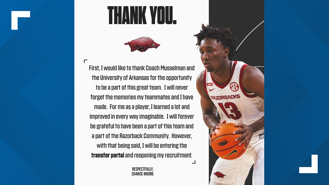 Arkansas guard Chance Moore to enter transfer portal | 5newsonline.com