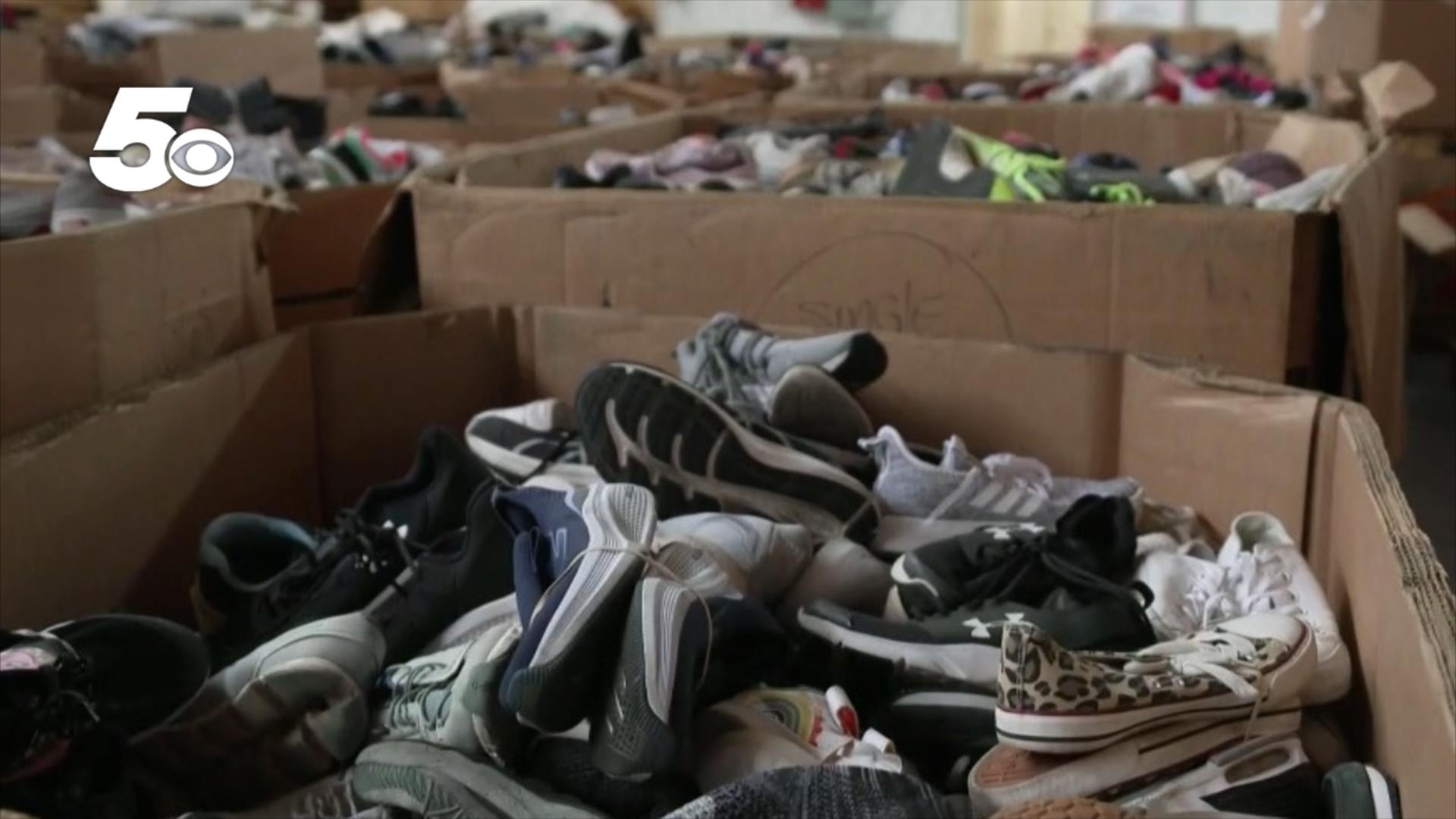 Shoes that are not reusable are crushed to be used as foam, rubber or textiles.