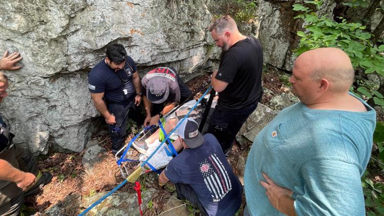 Emergency crews rescue man who fell from a cliff in Sebastian County