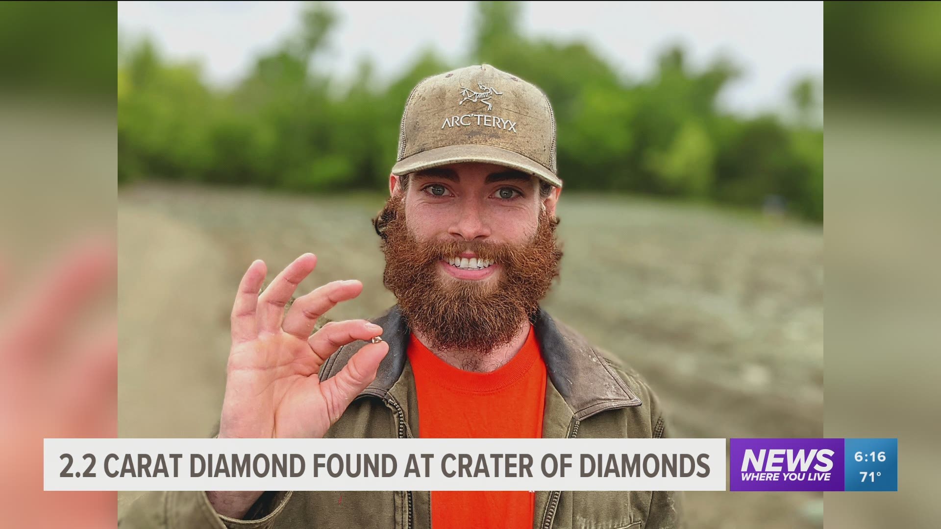 Christian Liden is traveling around America mining for materials to make an engagement ring and he found a 2.2 carat diamond at the Crater of Diamonds State Park.