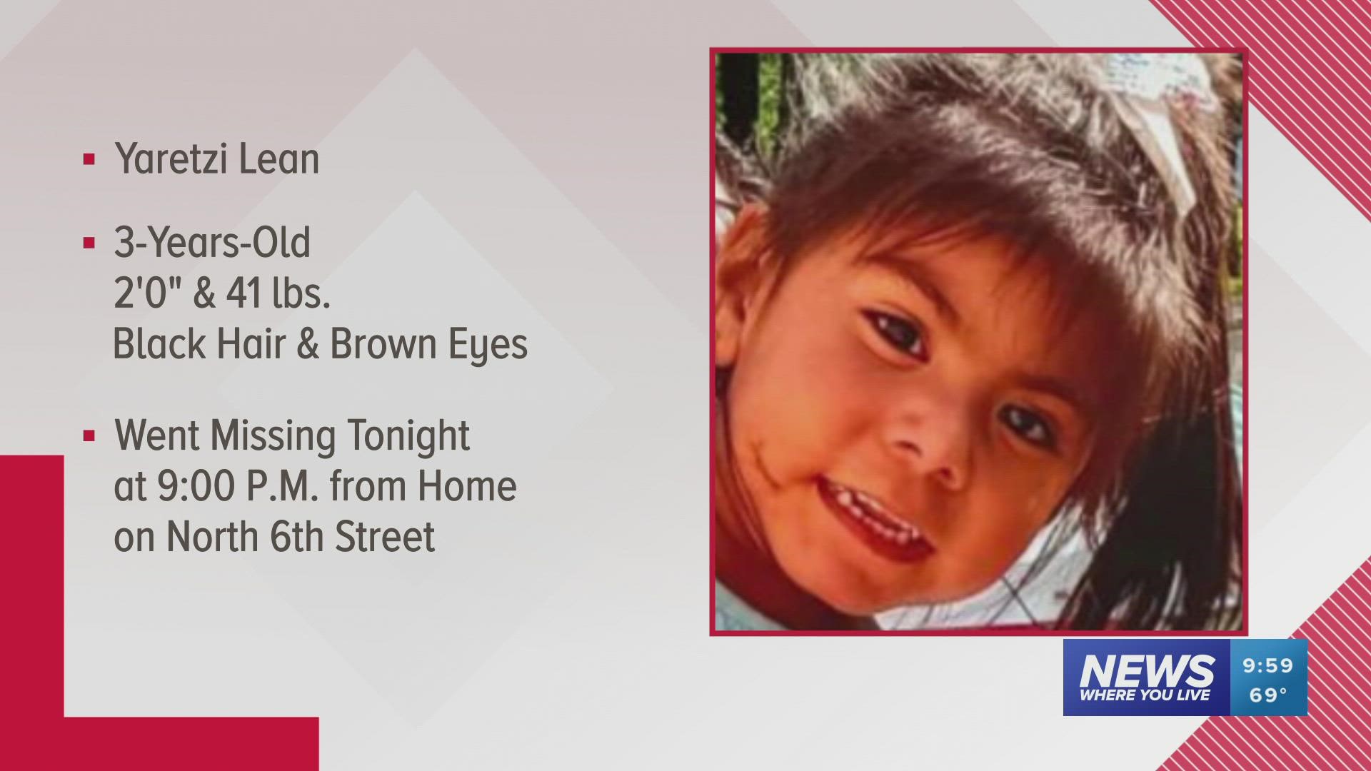 Fort Smith Police are looking for 3-year-old Yaretzi Leal, who reportedly wandered off from her residence in the 3100 block of N 6th Street on Tuesday, May 17.