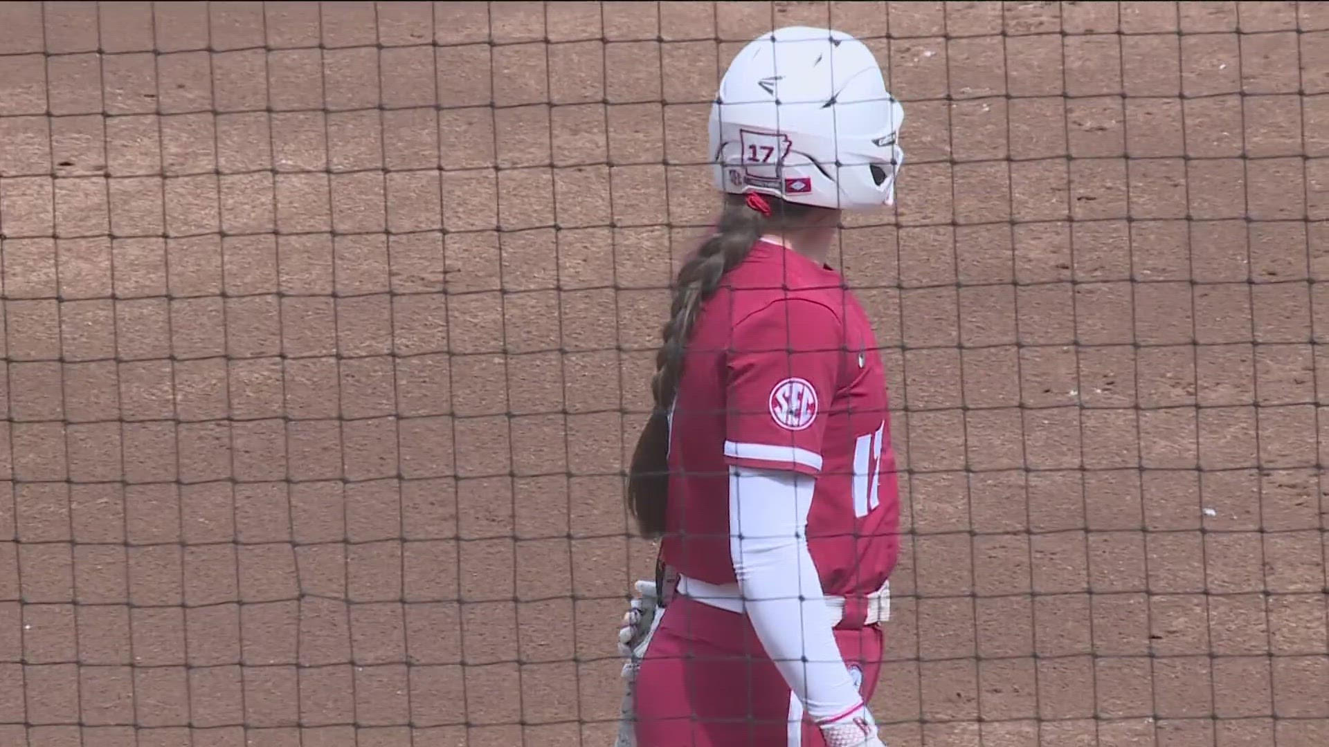 Freshman catcher Kennedy Miller is making her presence felt in front of and behind the plate early in her career with the Hogs.
