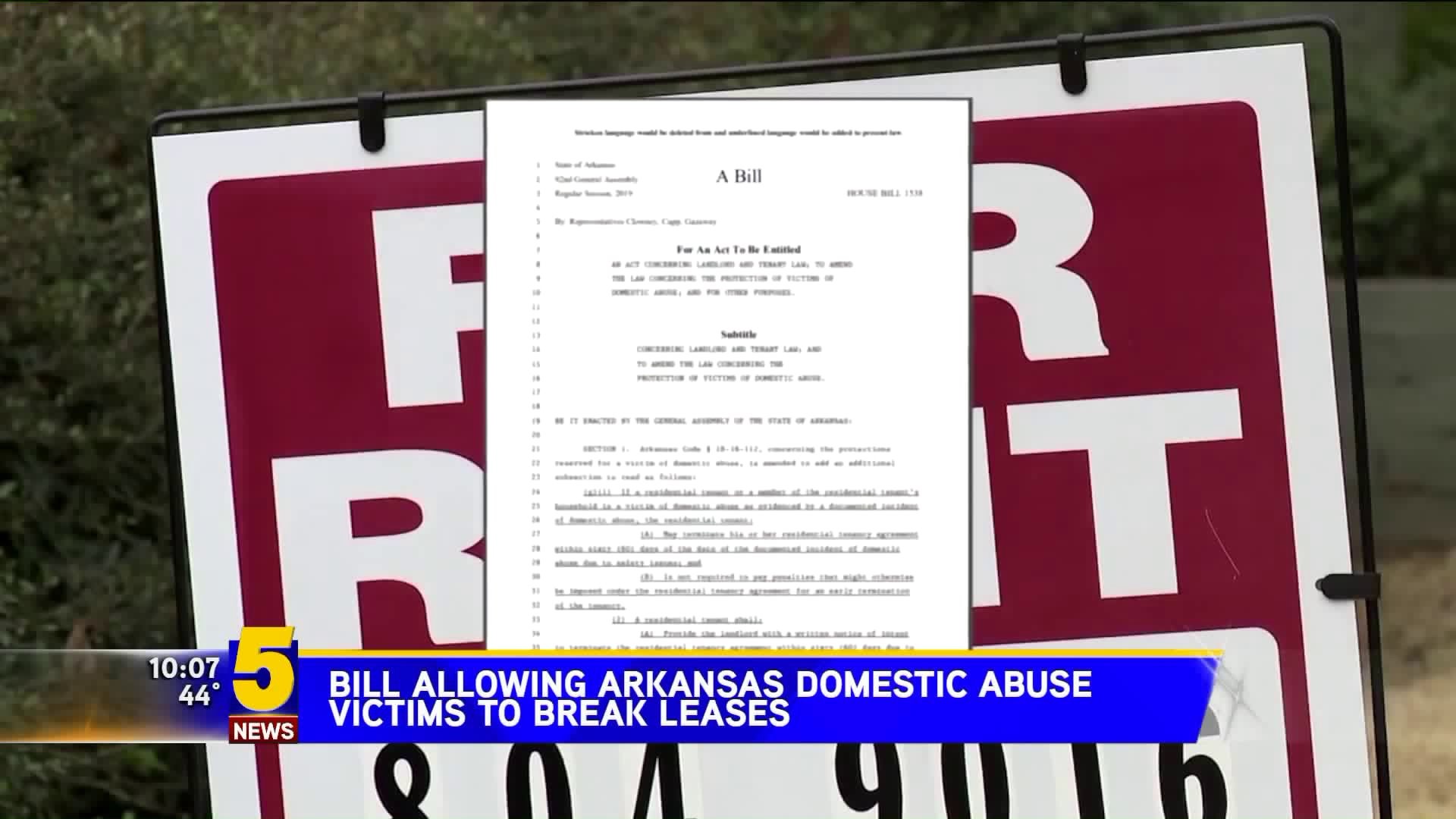 Bill Allowing AR Domestic Abuse Victims To Break Leases