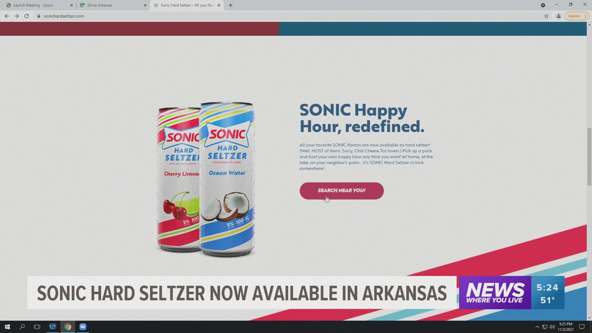 The seltzers will be available at select retailers across the seven states but will not be available at SONIC Drive-In locations.