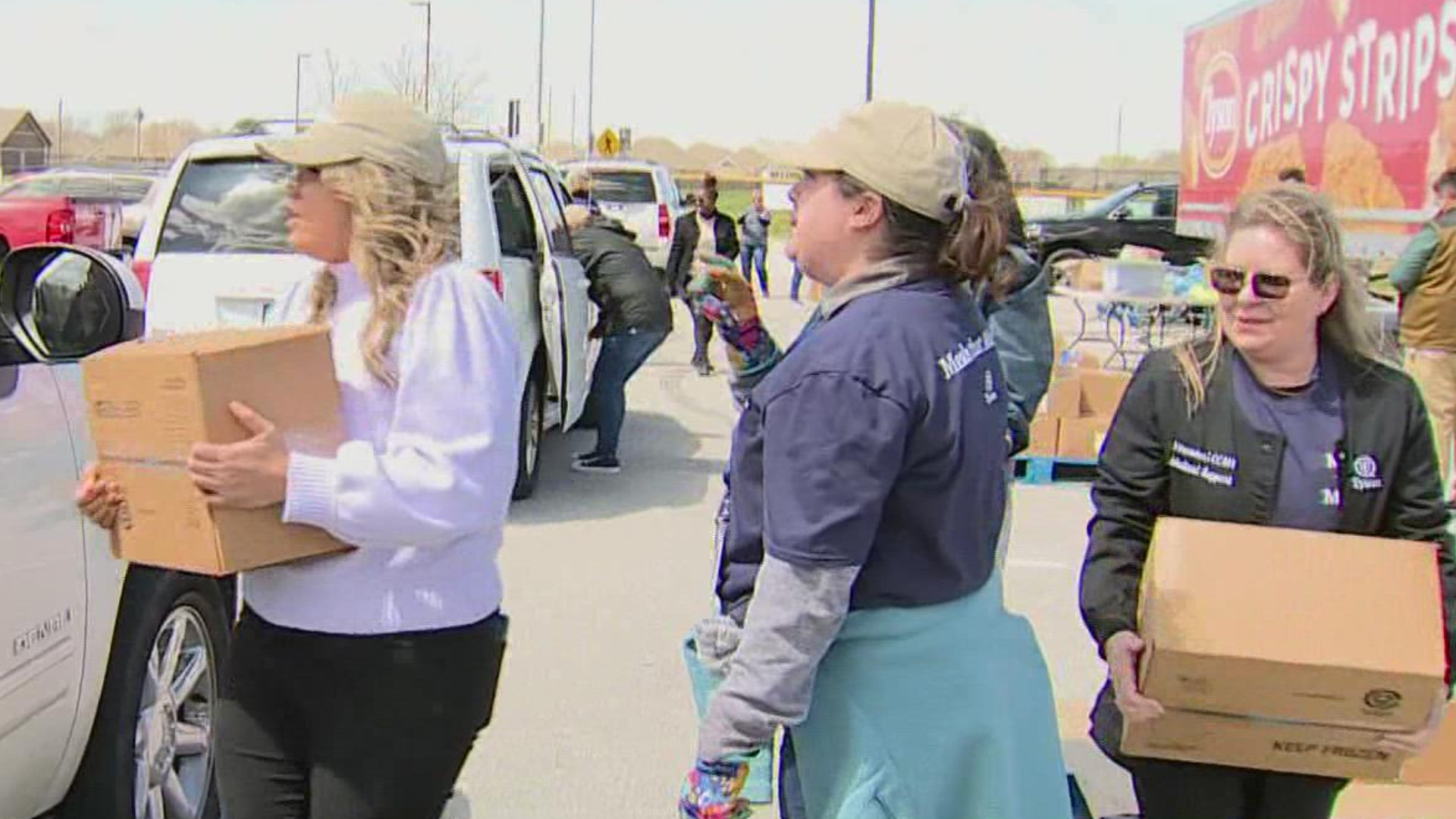 Tyson Foods held a free drive-thru, giving away 80,000 pounds of food to those impacted by the Springdale tornado.