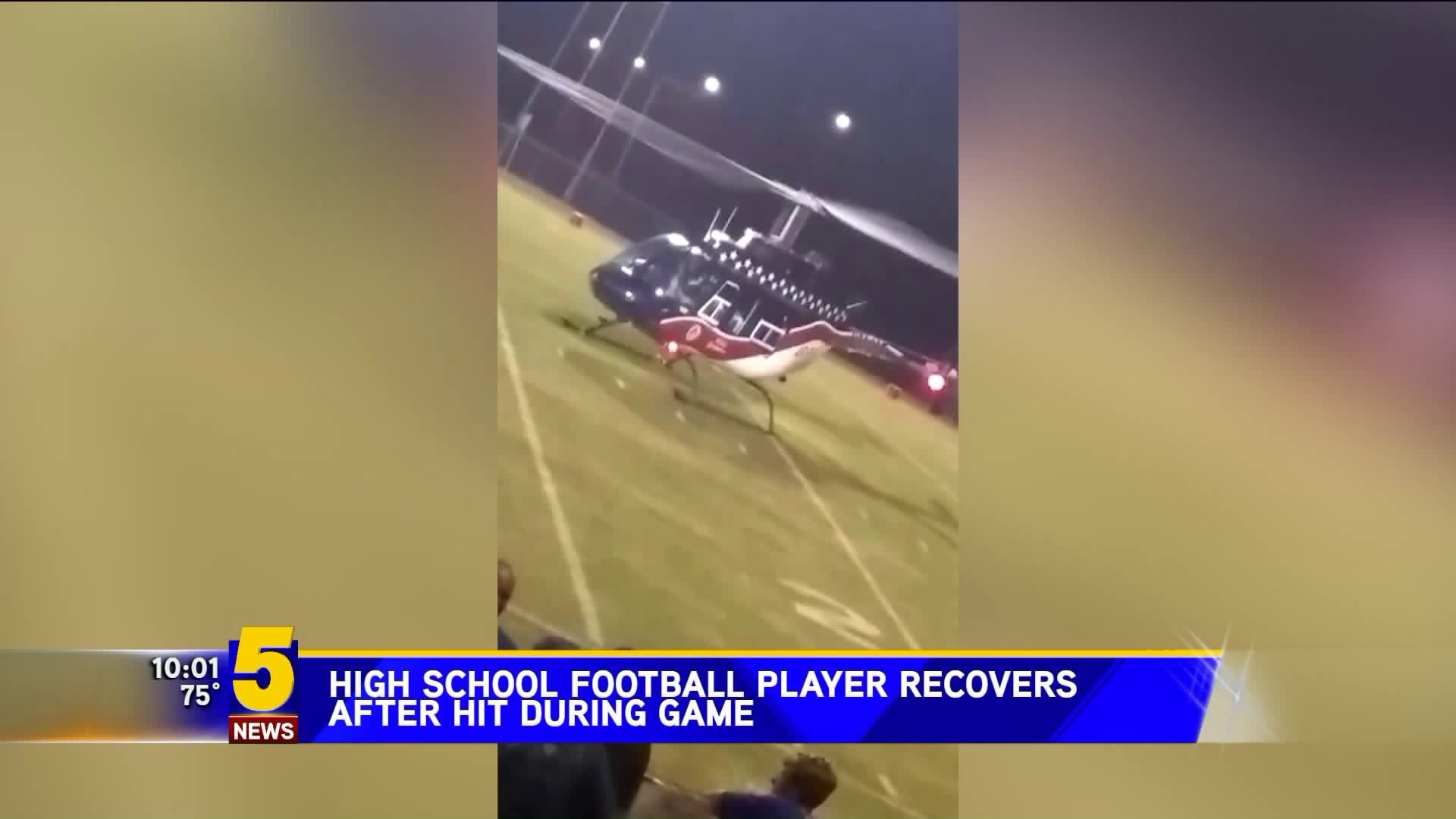 High School Football Player Recovering After Big Hit