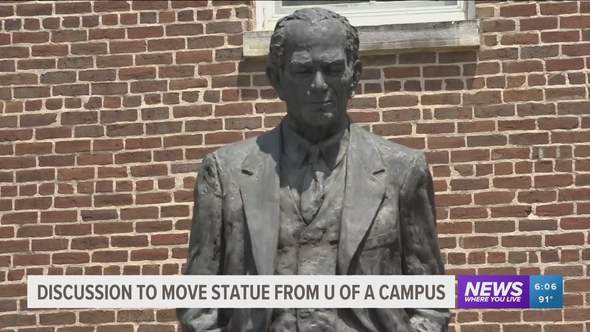 The University of Arkansas continues the discussion of moving the statue of late Senator J. William Fulbright. A new law could be the determining factor.