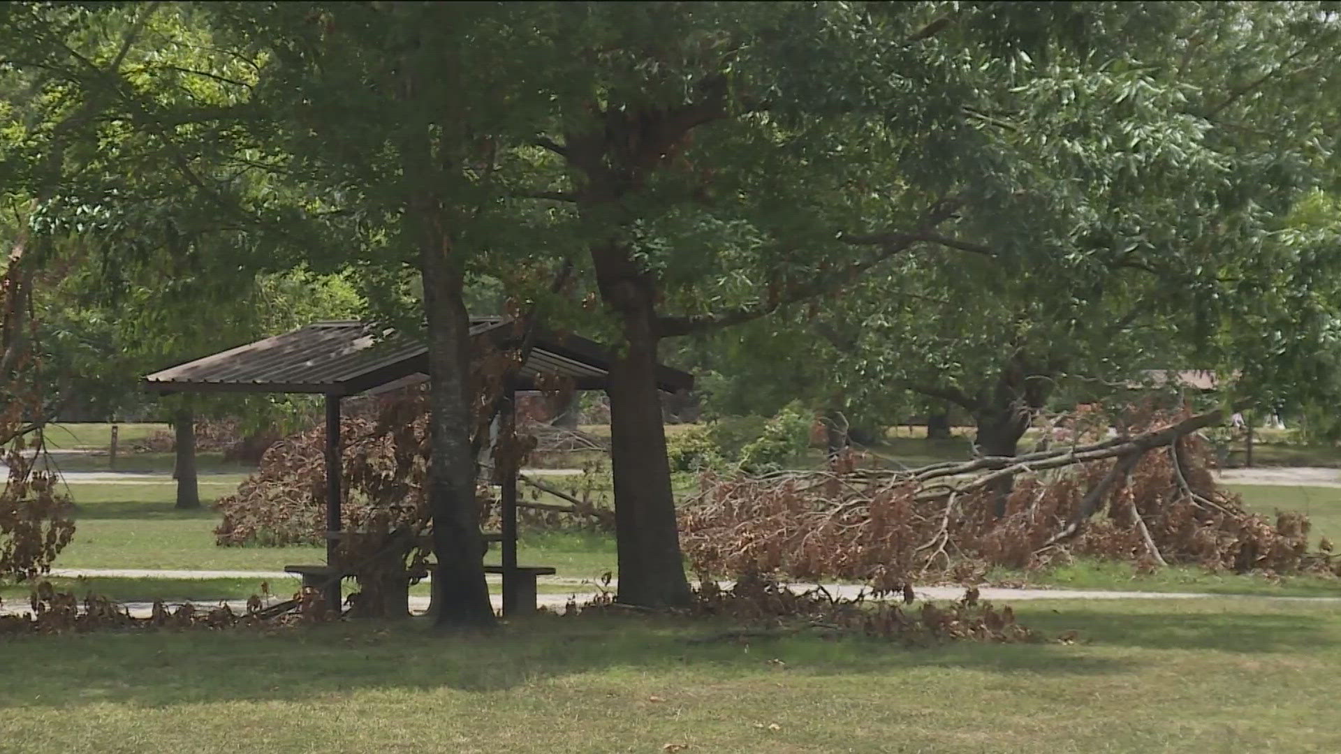 The campground was initially closed after the recent tornadoes left behind extensive debris.