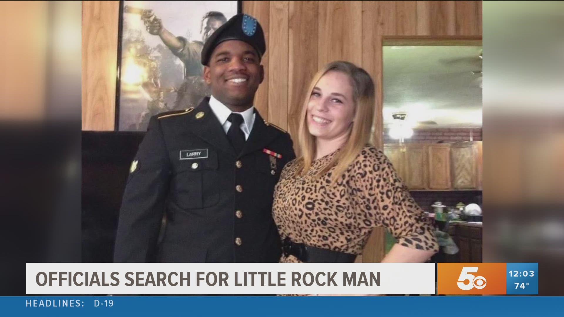 Patrick Larry, who was reported missing over the weekend, reportedly went walking into the woods Saturday night near the Arkansas River and hasn't been seen since.