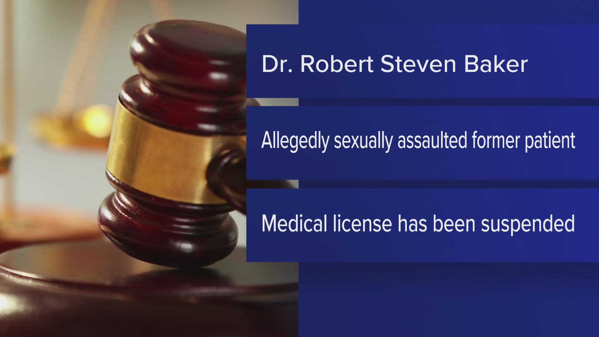 The complaint said Dr. Baker had encounters with the patient that "left her traumatized and confused, resulting in extreme emotional distress and panic attacks."