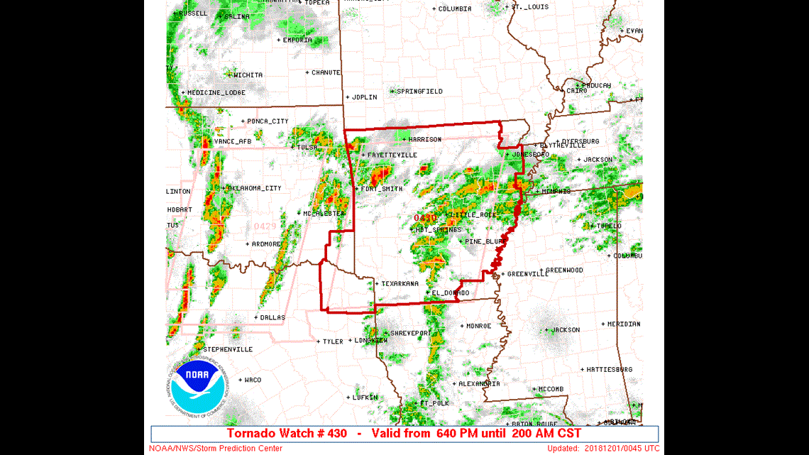 Tornado Watch Issued For Arkansas