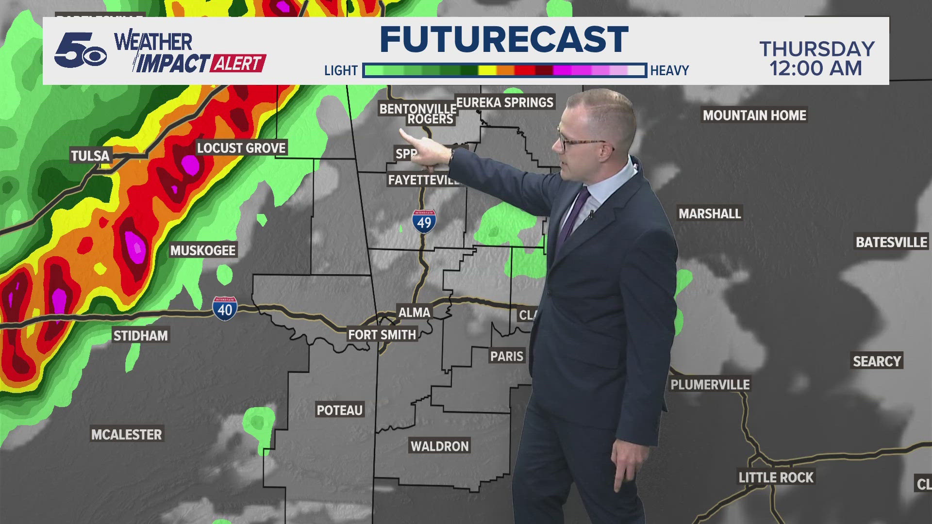 Tracking a line of severe thunderstorms that could bring damaging winds, hail, and even tornadoes to the area overnight into Thursday morning.