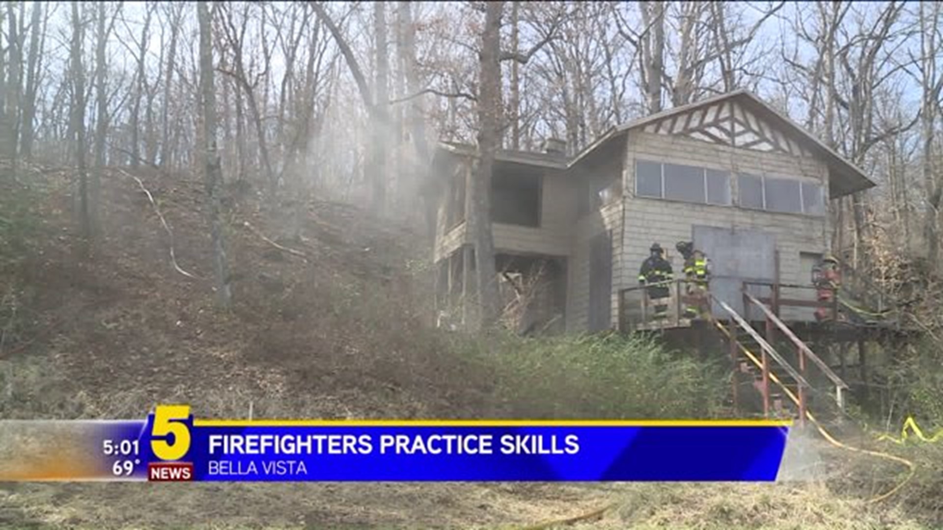 Firefighters Train In Abandoned House