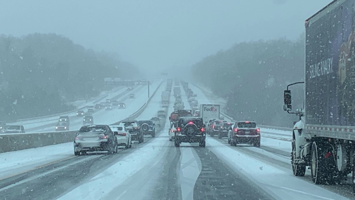 Morning snowfall leads to slick roads in Northwest Arkansas