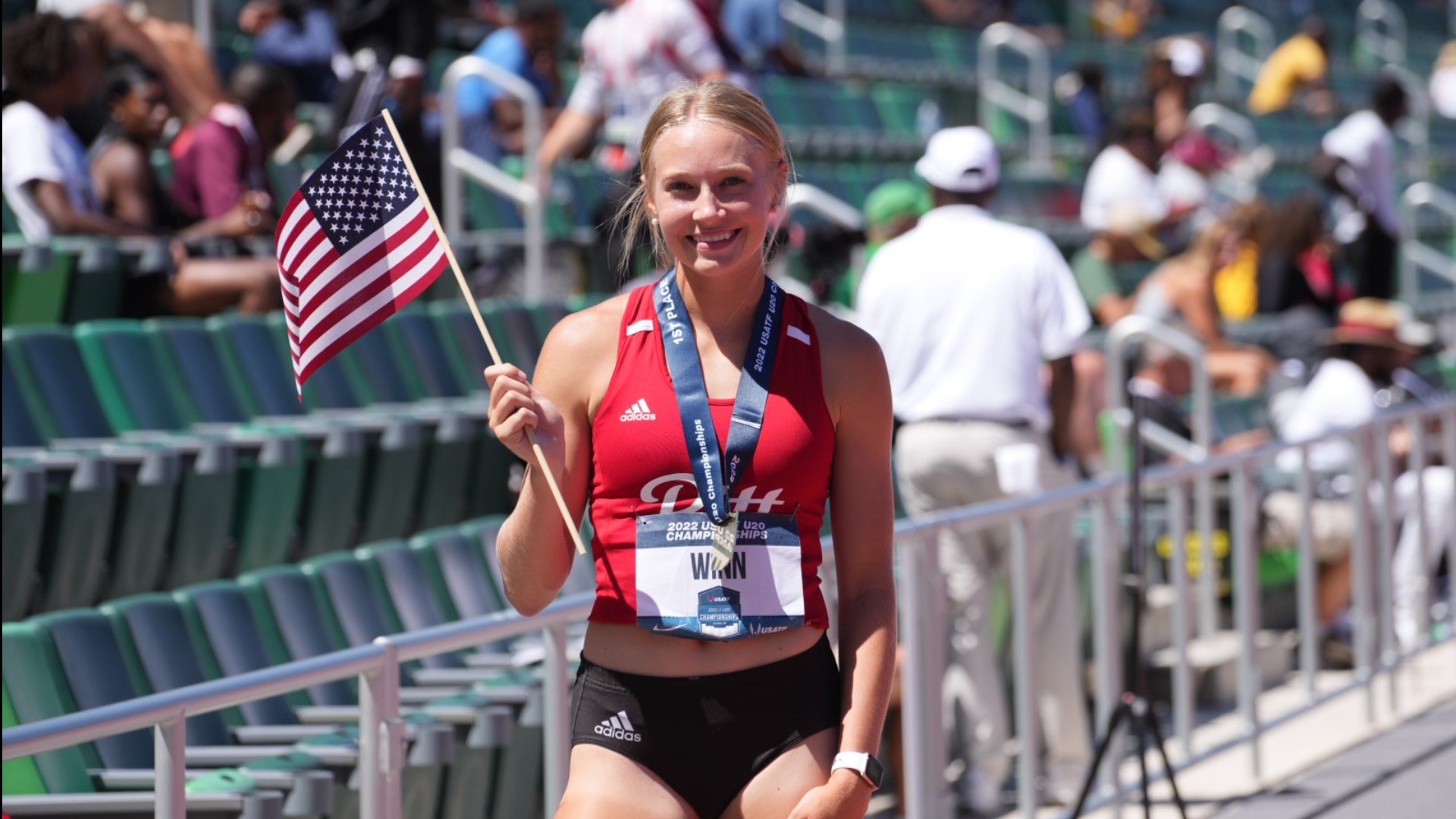 Winn capped her freshman year at Pitt State by winning the gold medal at the USATF under-20 championships in Eugene, Oregon in late June.