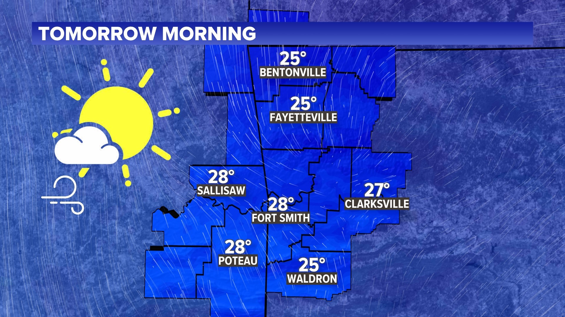 How much snow did Arkansas get Tuesday morning?