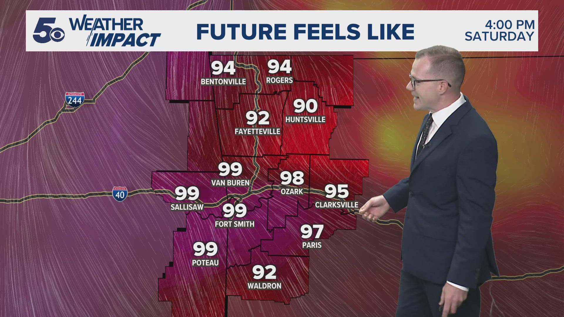 A hot next few days but a cold front ushers in some slightly cooler temperatures by next week.