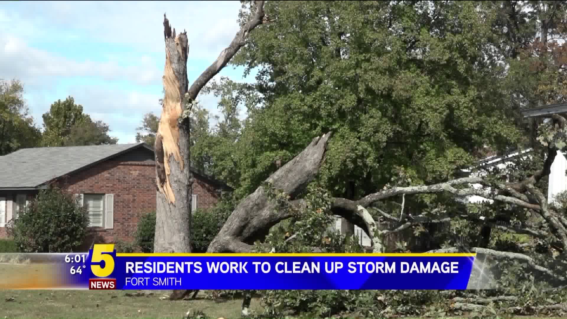 Residents Work To Clean Up Storm Damage