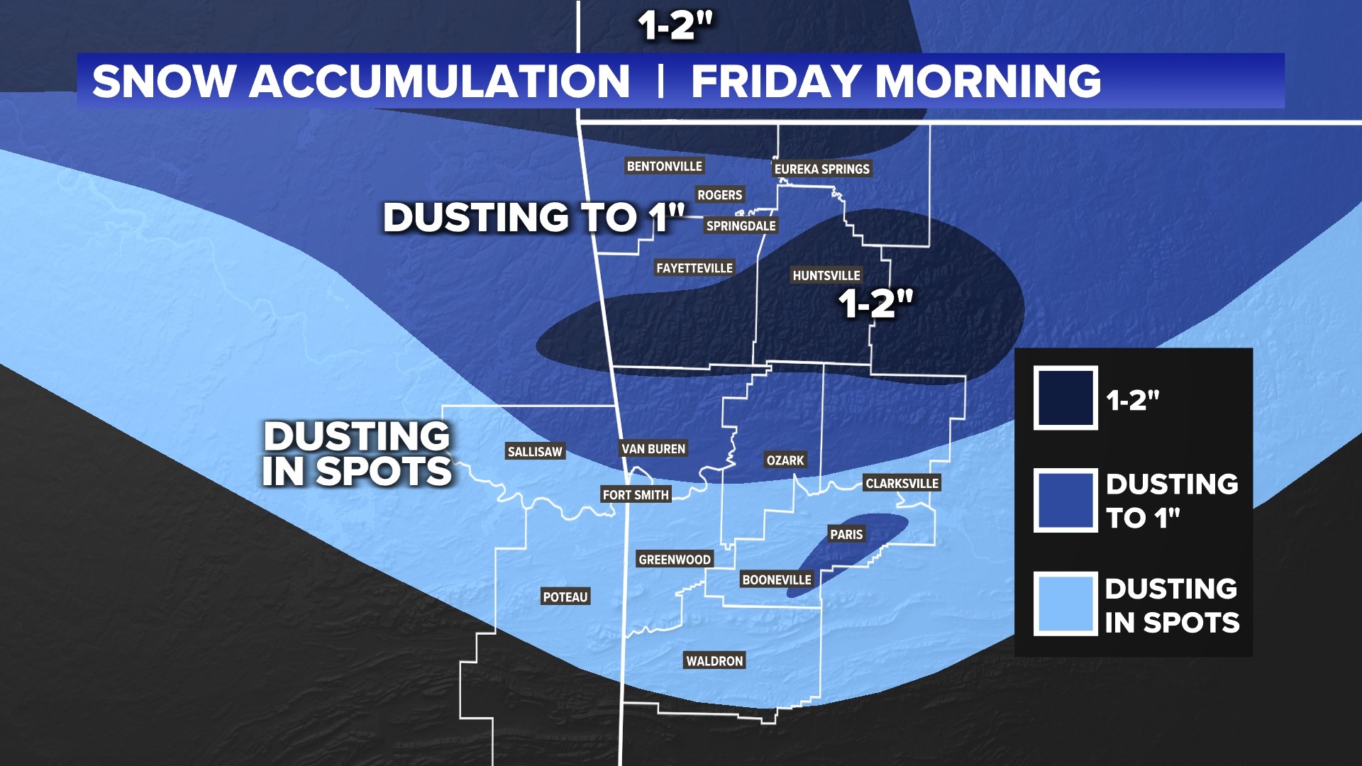 How will the roads be impacted by AM snow in Arkansas on Friday