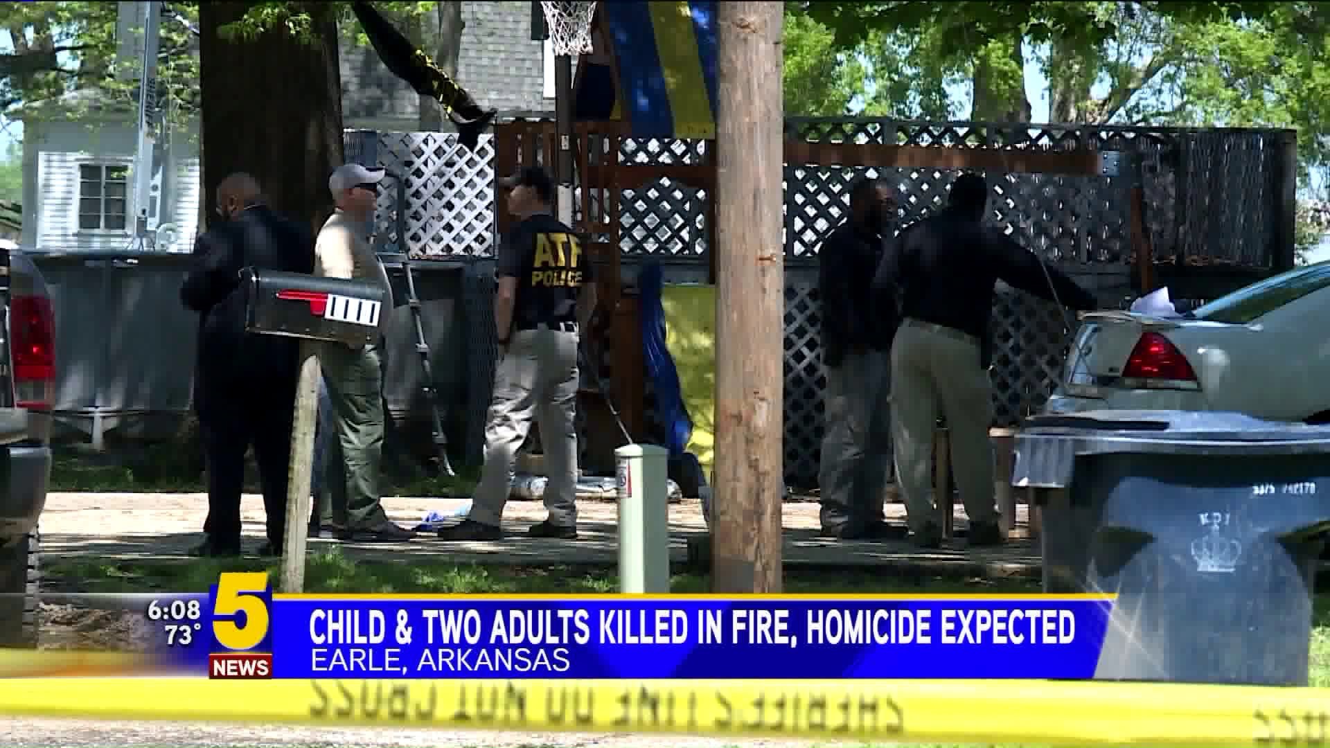 Child and Two Adults Killed in Fire, Homicide Expected