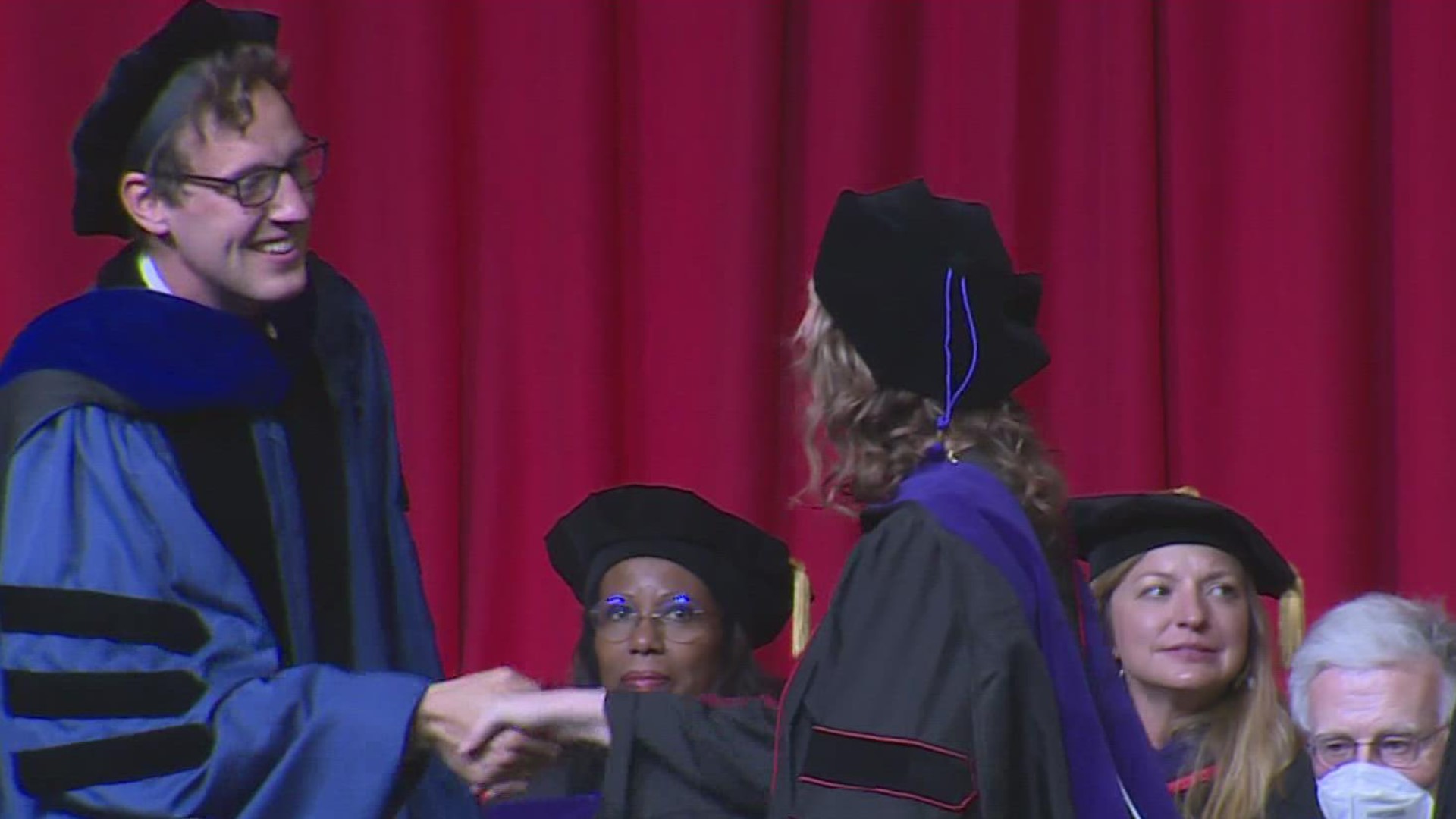 The University of Arkansas welcomed family and friends to the first in-person graduation ceremonies since 2019.