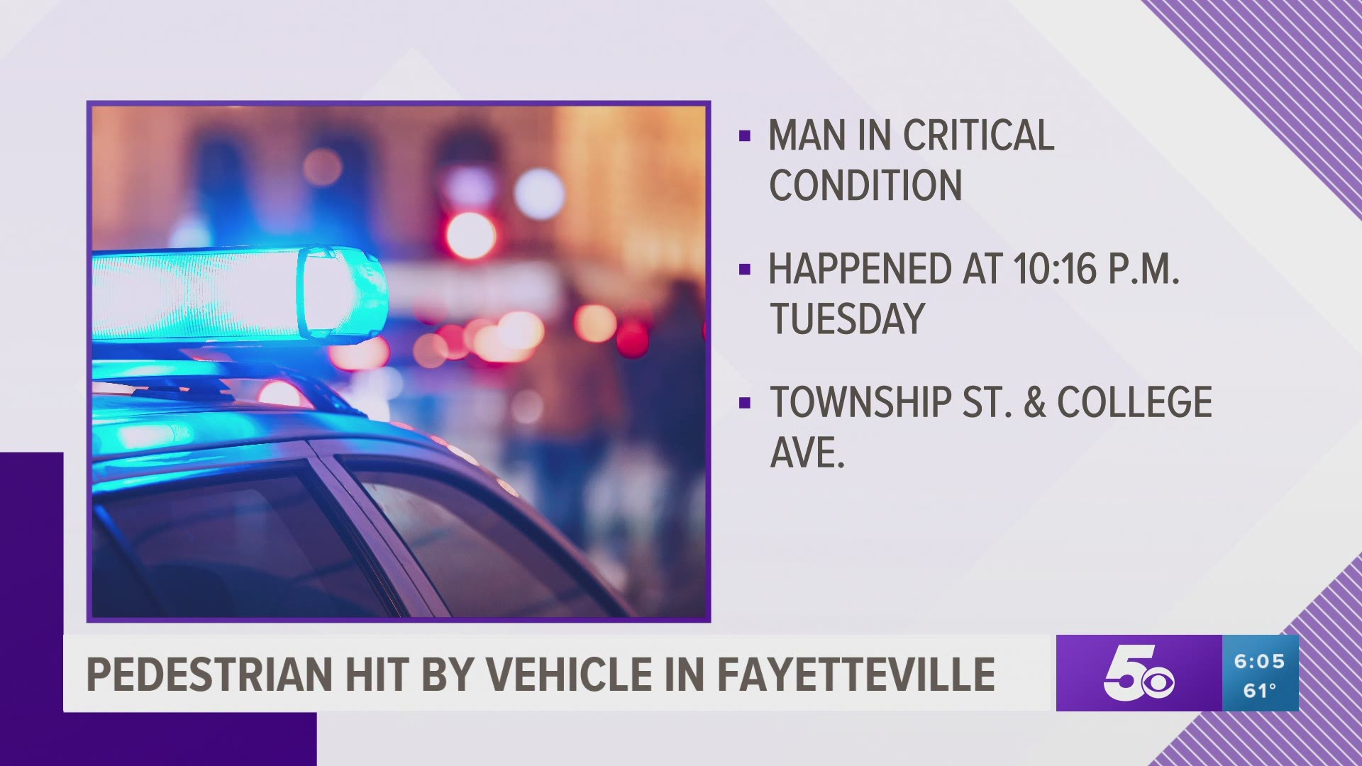 Man in critical condition after being hit by vehicle in Fayetteville