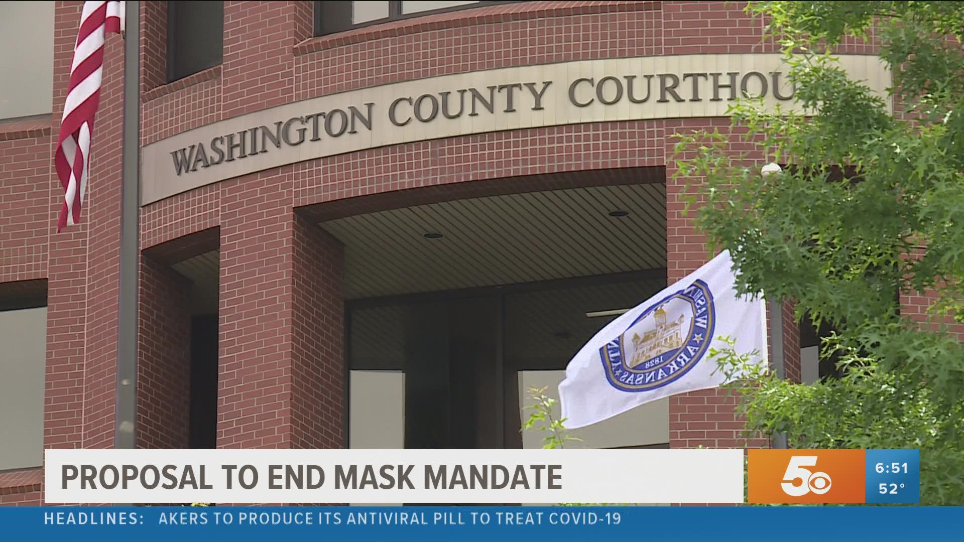 Washington County officials heard a proposal to end the face mask mandate.
