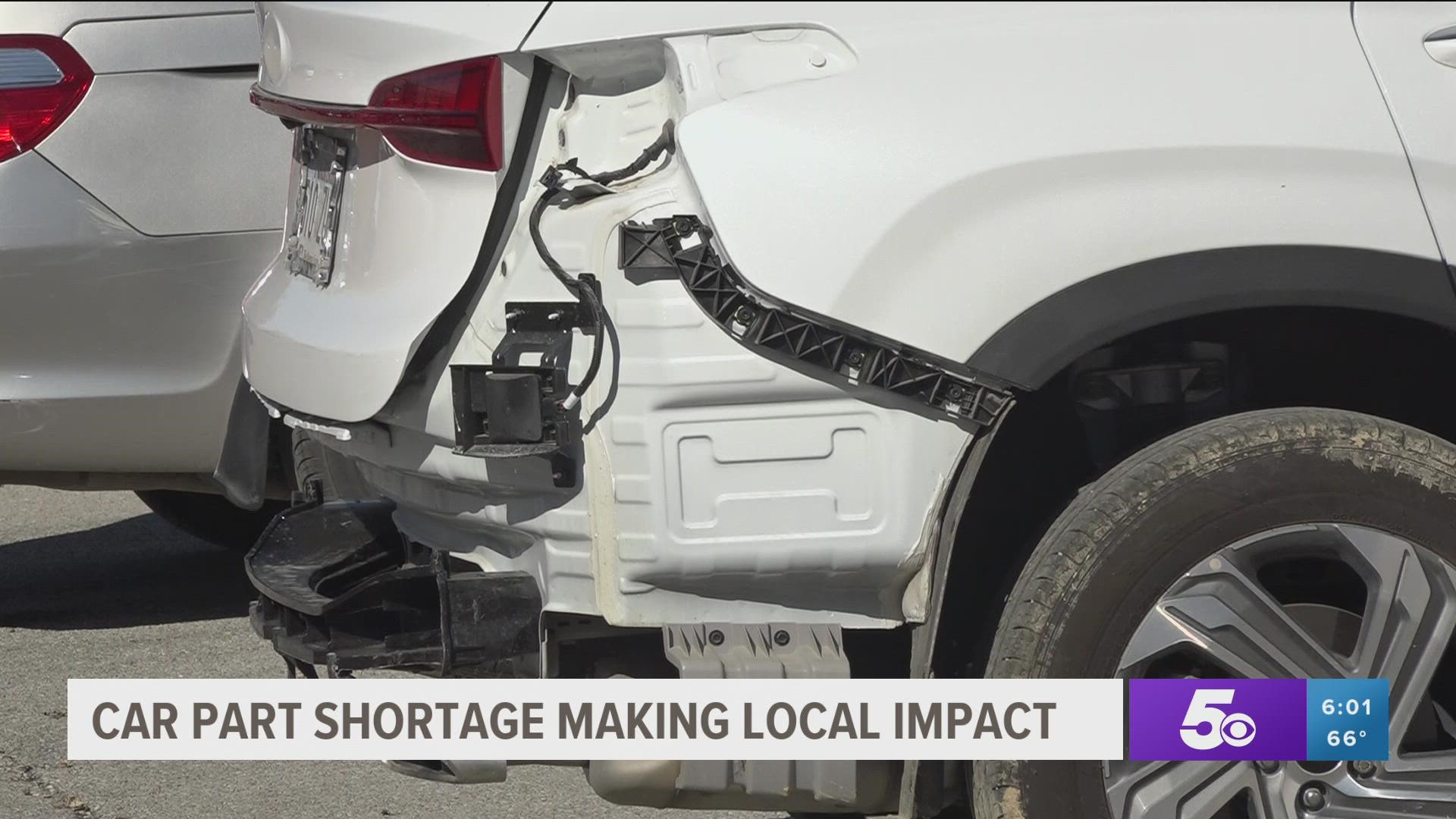 The auto part supply chain is seeing issues causing parts to be unavailable for local mechanics and body shops.