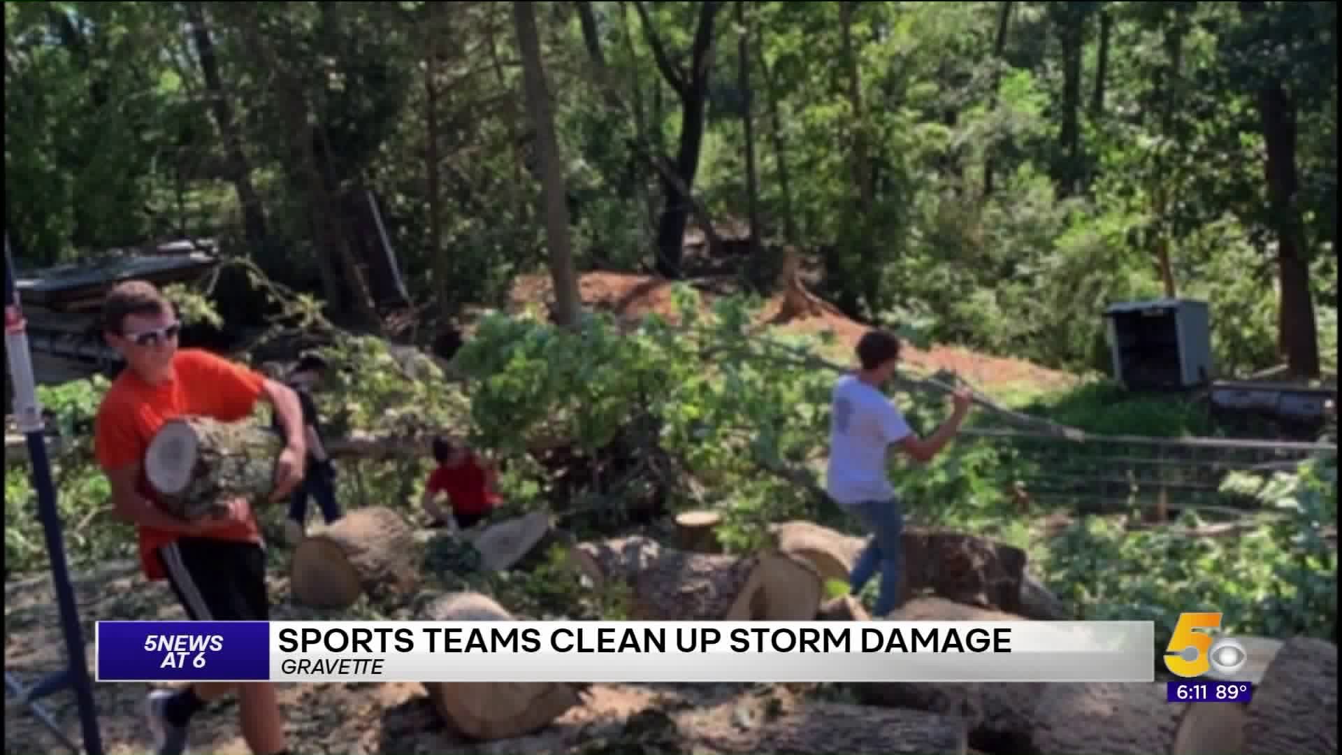 Gravette Sports Teams Help Community Clean Up After Severe Storms