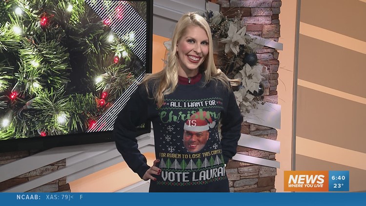 Laura's reveal: 5NEWS Ugly Christmas Sweater Contest