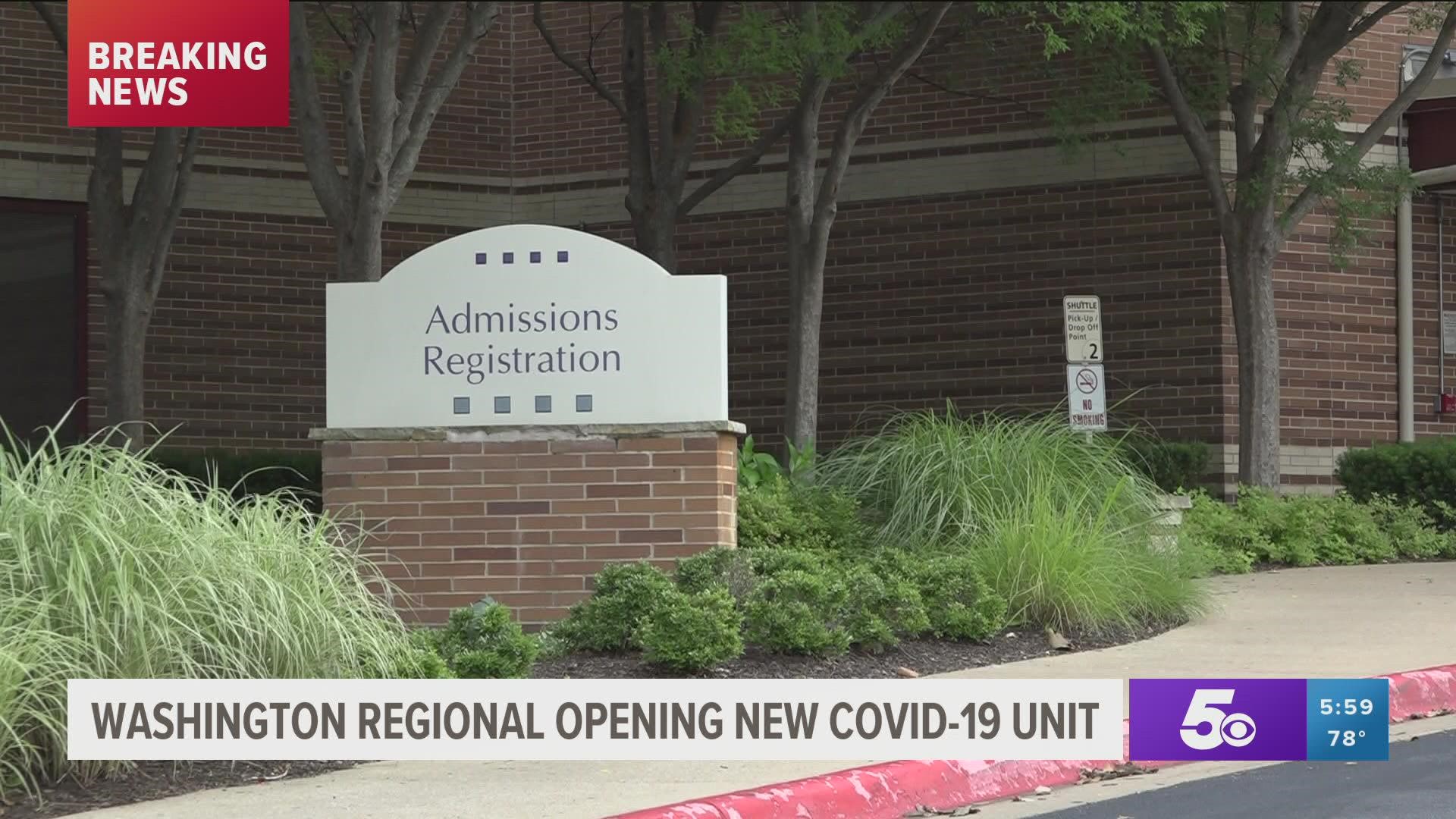 Washington Regional will be moving into phase 4 of its COVID-19 Surge Plan after a spike in COVID-19 cases in Northwest Arkansas.