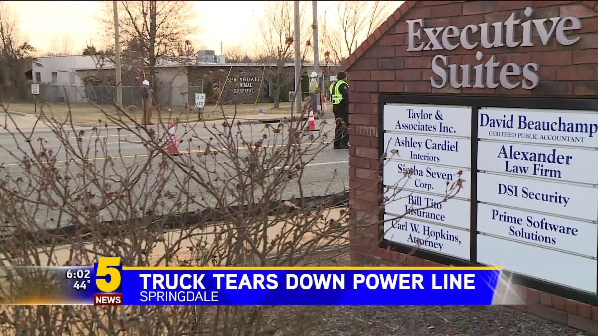 Truck Tears Down Power Lines