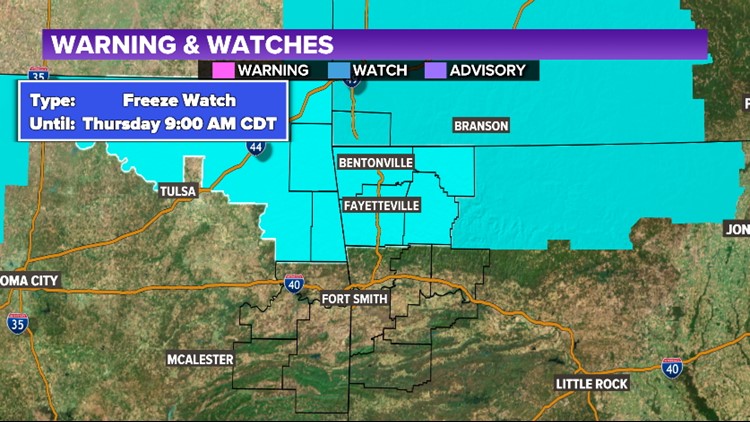 Freeze Watch will go into effect early Thursday morning