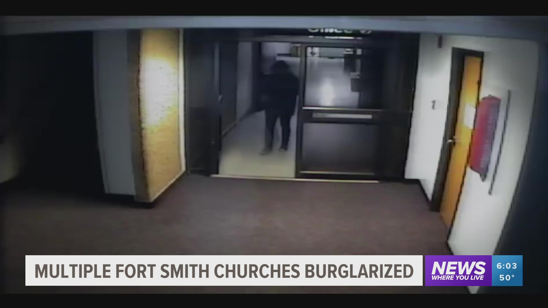 Three people were arrested in connection to several church burglaries around the Fort Smith area.