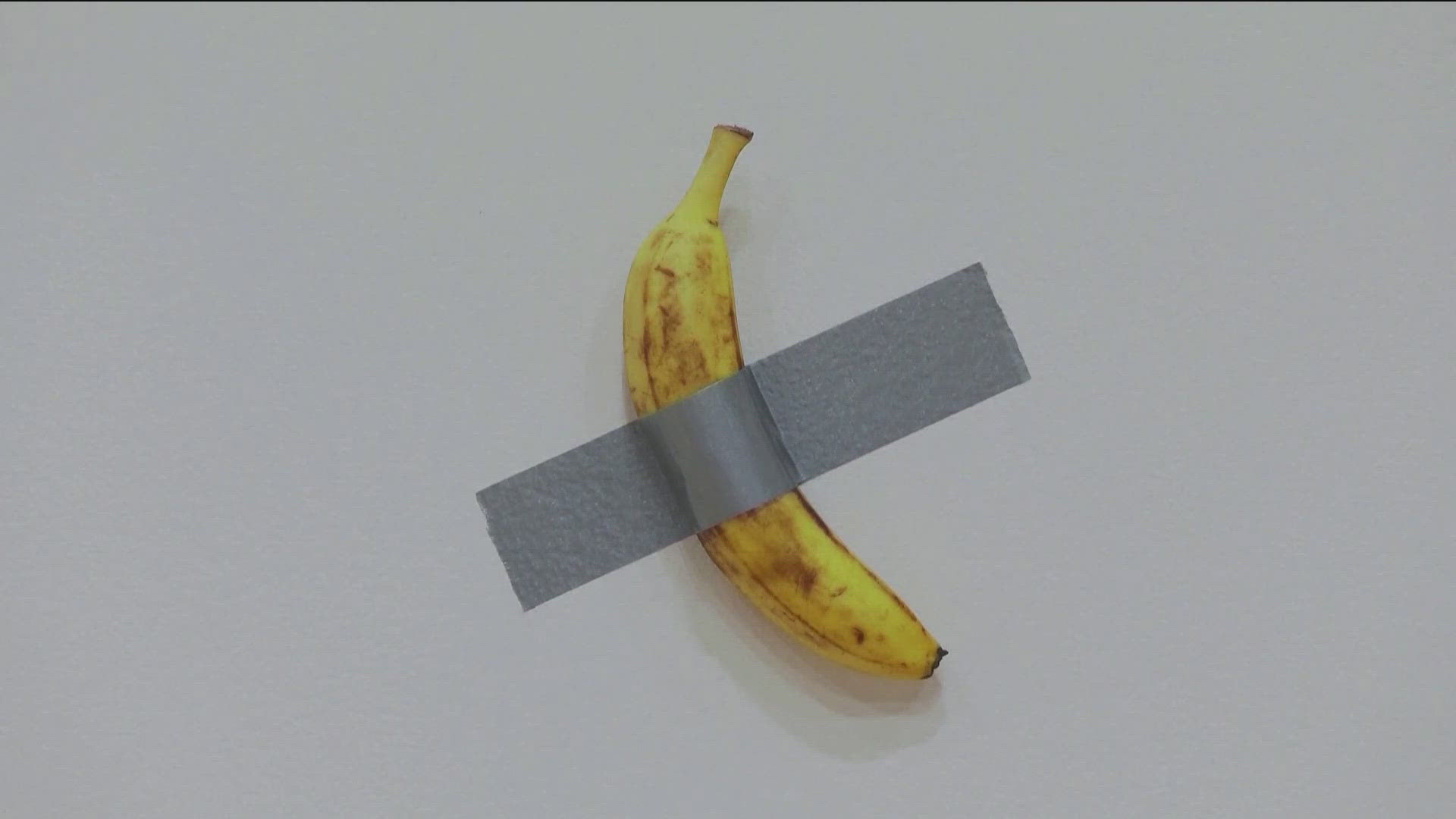 It's not every day you see a banana duct-taped to a wall.