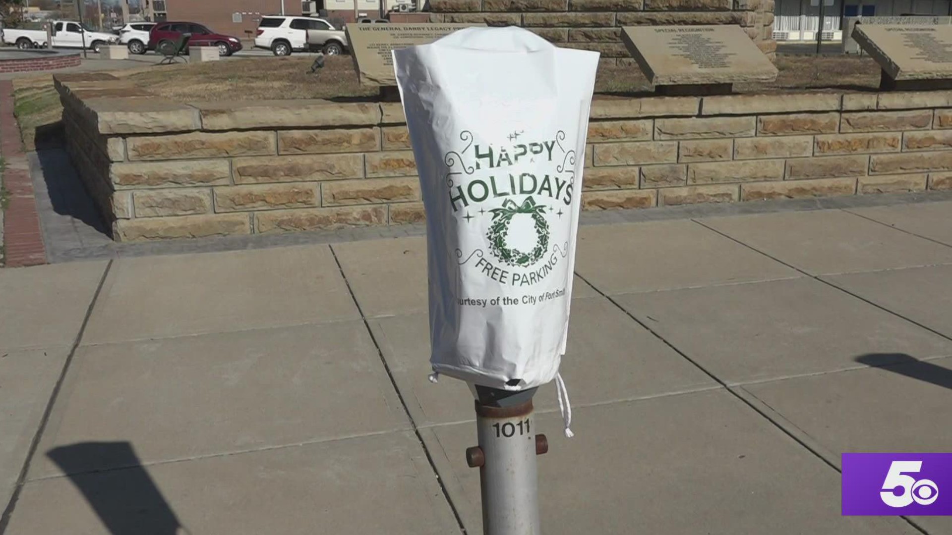For several weeks, the parking meters will be covered downtown allowing free parking.