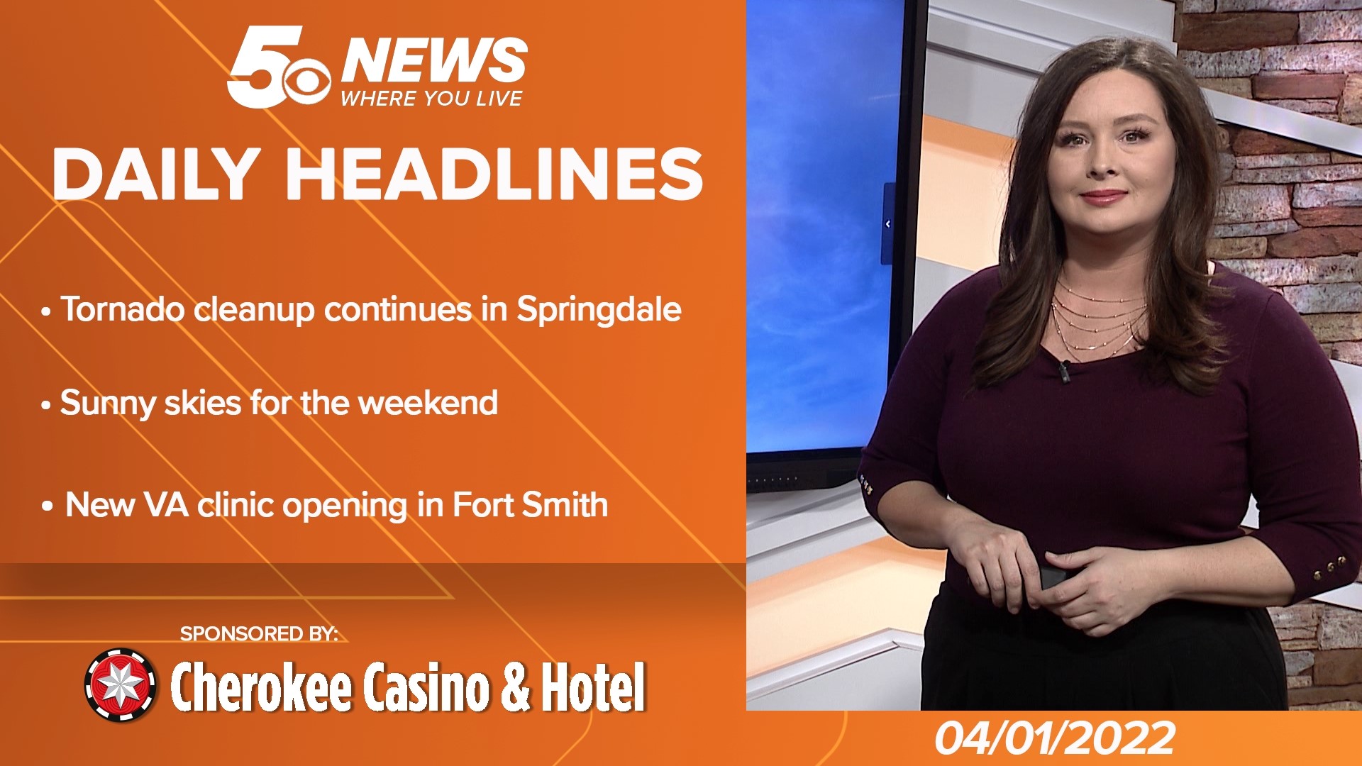• Cleanup continues in Springdale following Wednesday's EF-3 tornado • Sunny weekend ahead • New VA clinic opening for veterans in Fort Smith