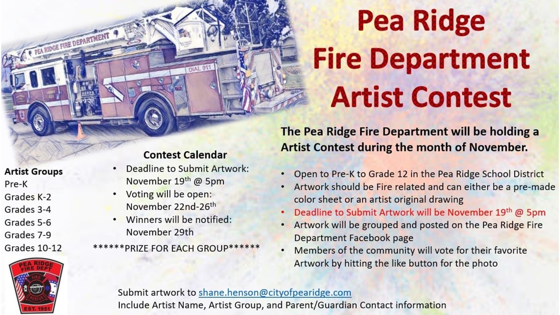 Pea Ridge Fire Department hosting art contest for students