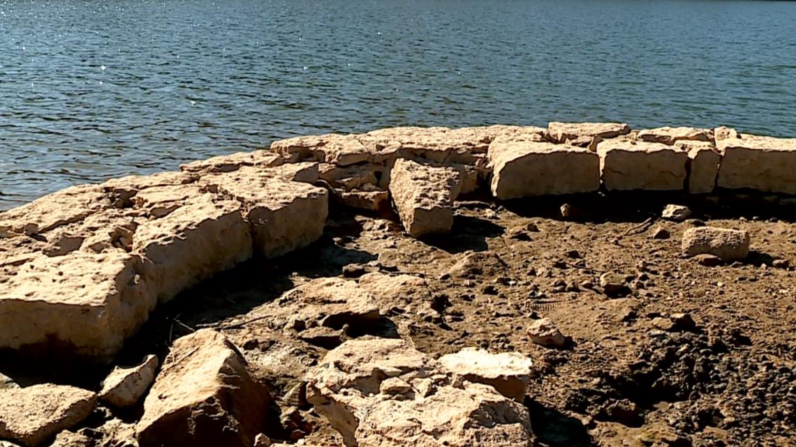 Monte Ne ruins visible amid low water levels at Beaver Lake ...