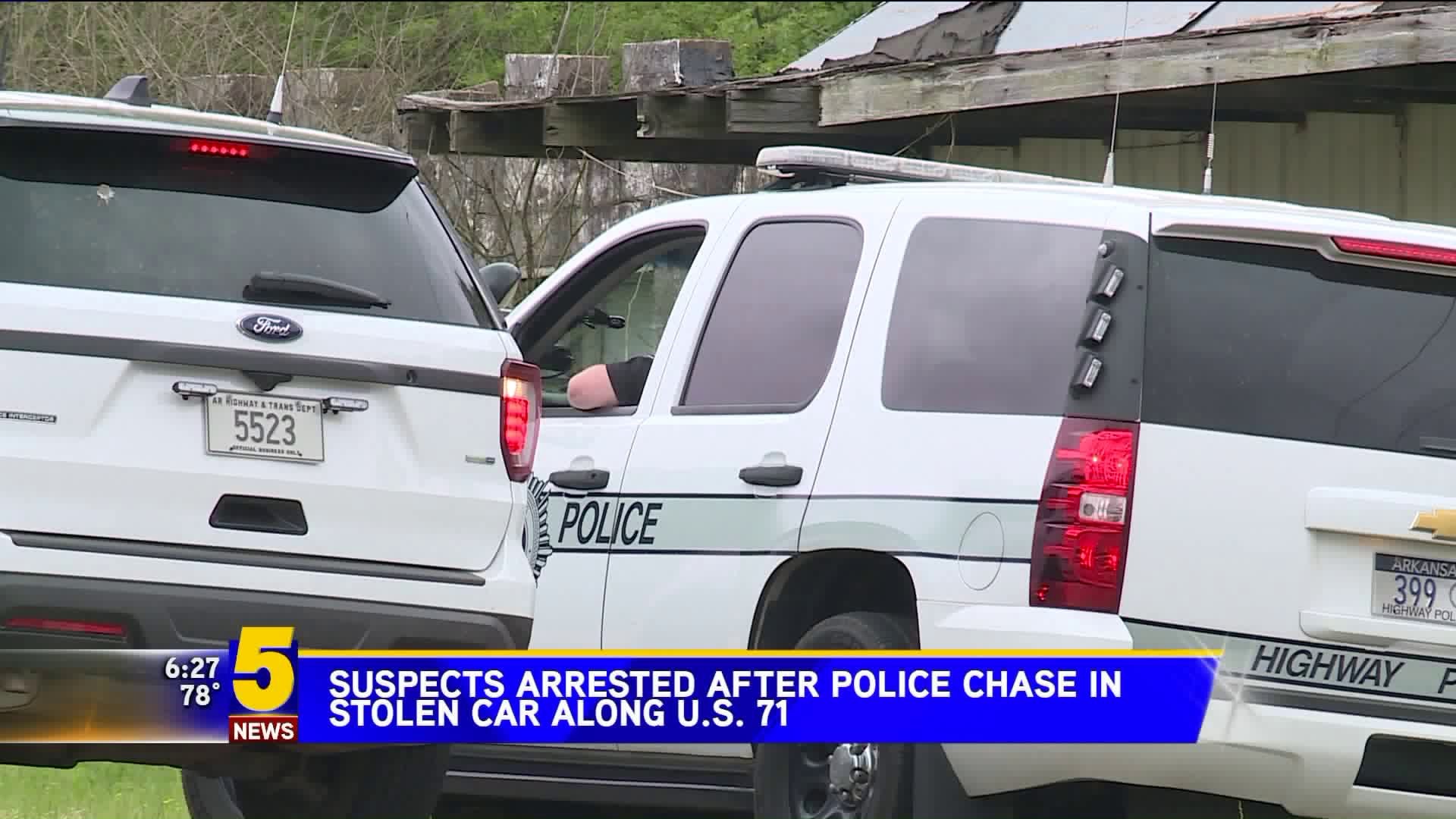 Suspects Arrested After Police Chase in Stolen Car