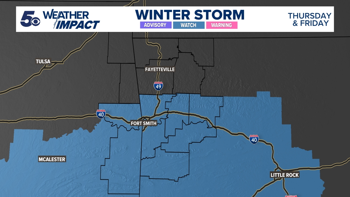 Winter Storm Warning issued for all of Arkansas