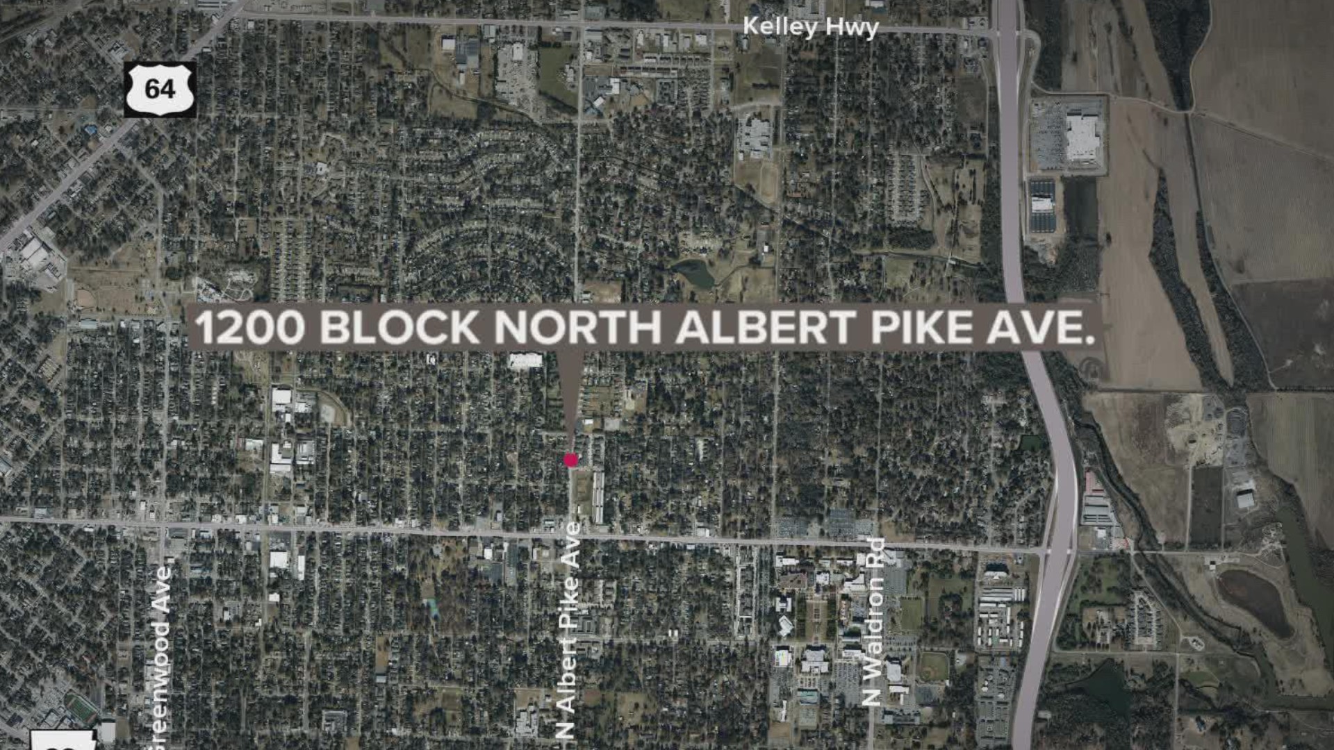 The shooting took place at around 12 p.m. near the intersection of North Albert Pike and Grand Avenue.